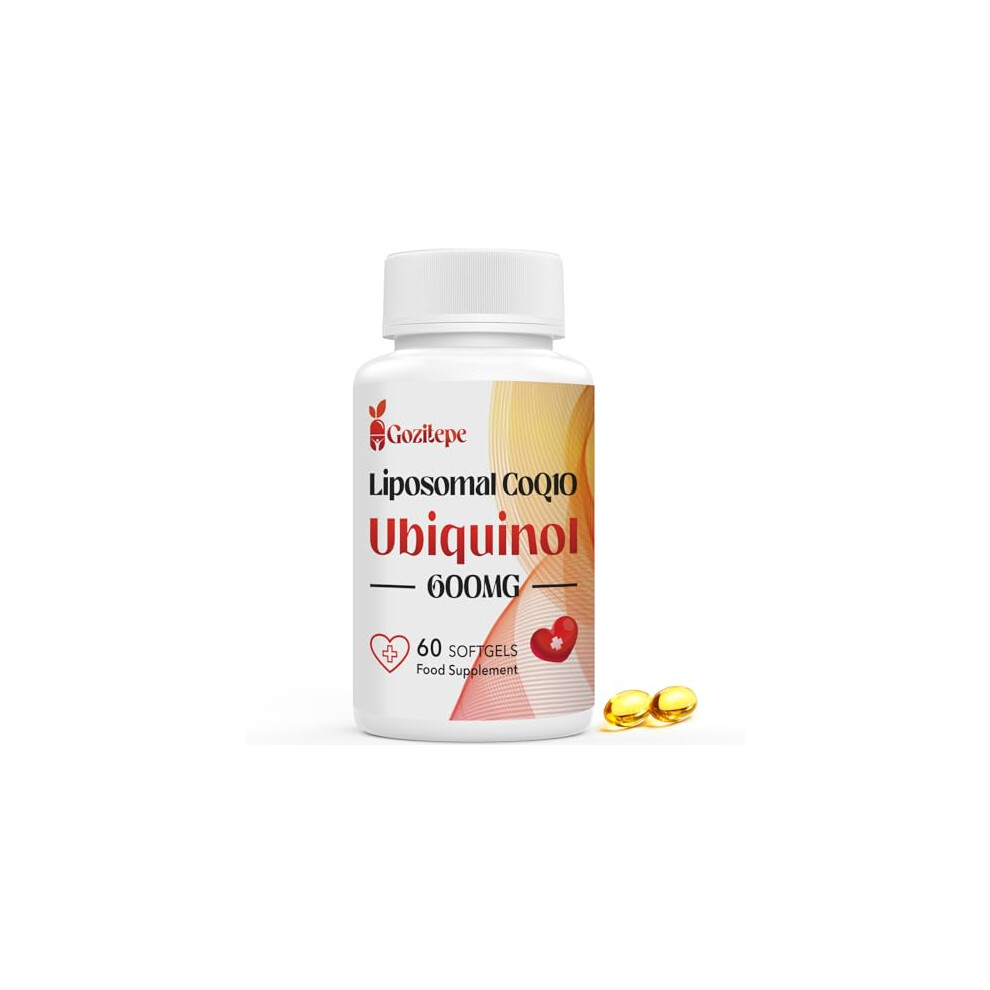 Gozitepe Liposomal Coq10 Ubiquinol 600Mg - 60 Mini Softgels | Superior Bioavailability & Heart & Vascular Health Antioxidant