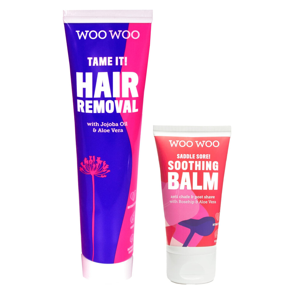 Woowoo Cream Best Sellers Multibuy! - Tame It! Hair Removal 100Ml, Jojoba Aloe Vera - Saddle Sore! Soothing Moisturising Balm 50Ml, Chamomile Rosehip Oil