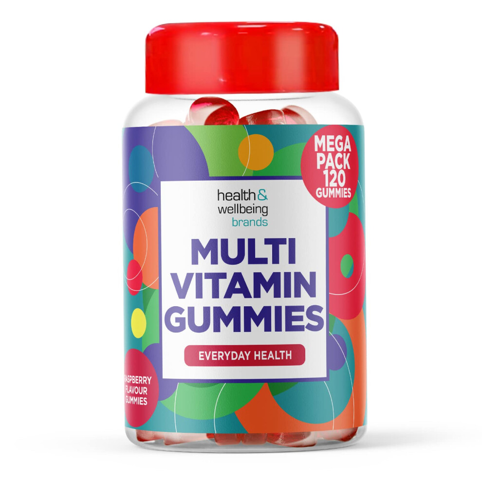 Multivitamin 120 Gummies -Raspberry Flavour Adult Gummy with 11 Vital Vitamins & Minerals - Vitamin D, Zinc, Vitamin C + B - Health + Immune Support -