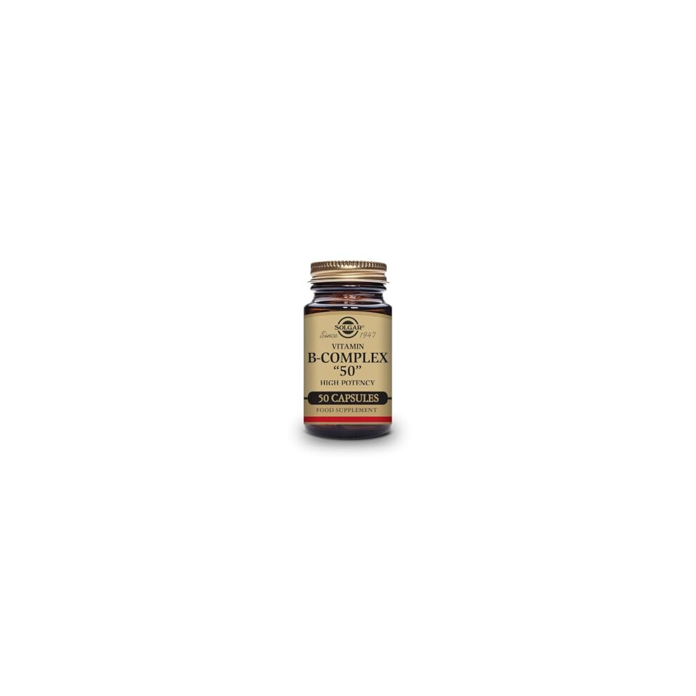 Vitamin B-Complex ''50'' Vegetable Capsules - Pack of 50 - High Potency Daily Capsule - Supports Mental Performance and Reduces Fatigue - With
