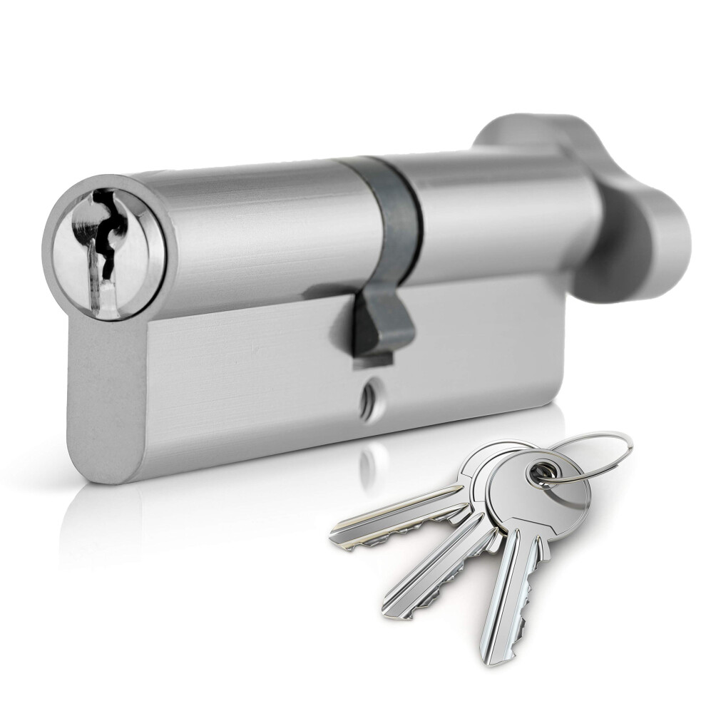 Xfort Chrome 40T/50 Thumb Turn Euro Cylinder Lock (90Mm), Euro Door Barrel Lock With 3 Keys, Anti-Bump, Anti-Drill, Anti-Pick Door Lock With Key, 5060568903859