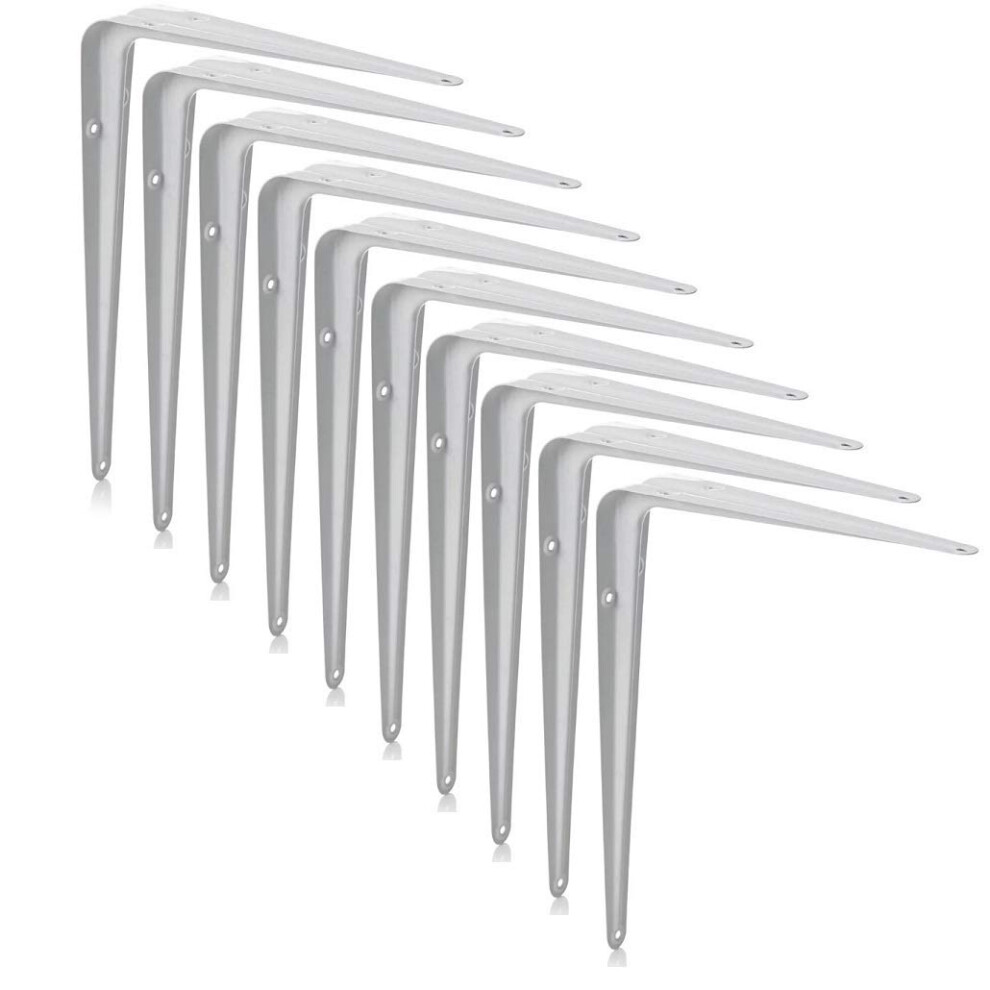 Xfort London Shelf Brackets, Wall Mounted Shelve Brackets, Shelving Support Brackets, Book Shelf Bracket, Floating Shelve Bracket. [White, 10 Pack] 5060568901749