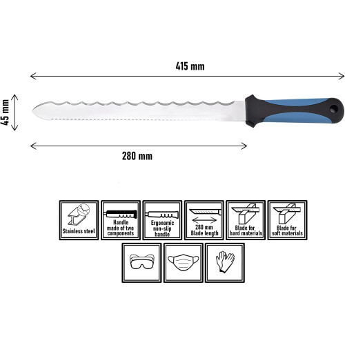 Insulation Board Tool with Sheath, Saw RockWool Foam Wool Cutting Tool 420mm Stainless (BHSC) 2
