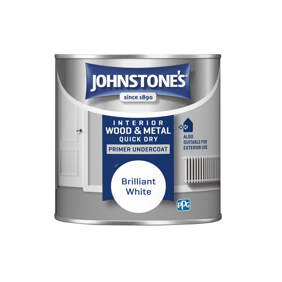 - Quick Dry Gloss Primer Undercoat - Brilliant White - Water Based - Interior Wood & Metal - Fast Drying - Low Odour - Dry in 1-2 Hours - 13m2