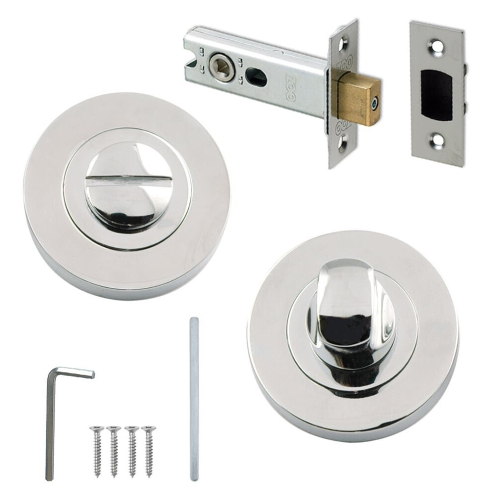 Polished Chrome Thumb & Turn With 64Mm Steel Tubular Bathroom Dead Bolt 8800200063377