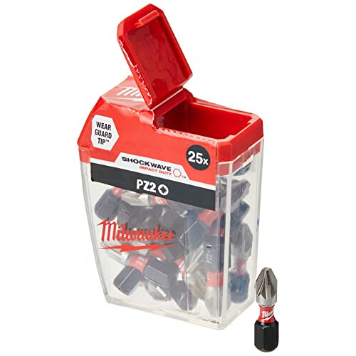 Milwaukee 4932472041 PZ2 25 Piece Shockwave Screwdriver Bits 25mm 1