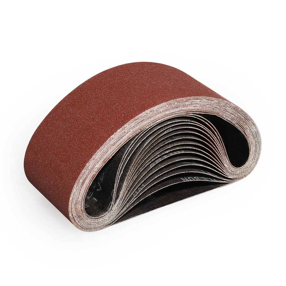 75X457mm Abrasive Sanding Belt Set - 15 Pack 120 Grits Sandpaper Belts For Portable Belt Sander 677998425131