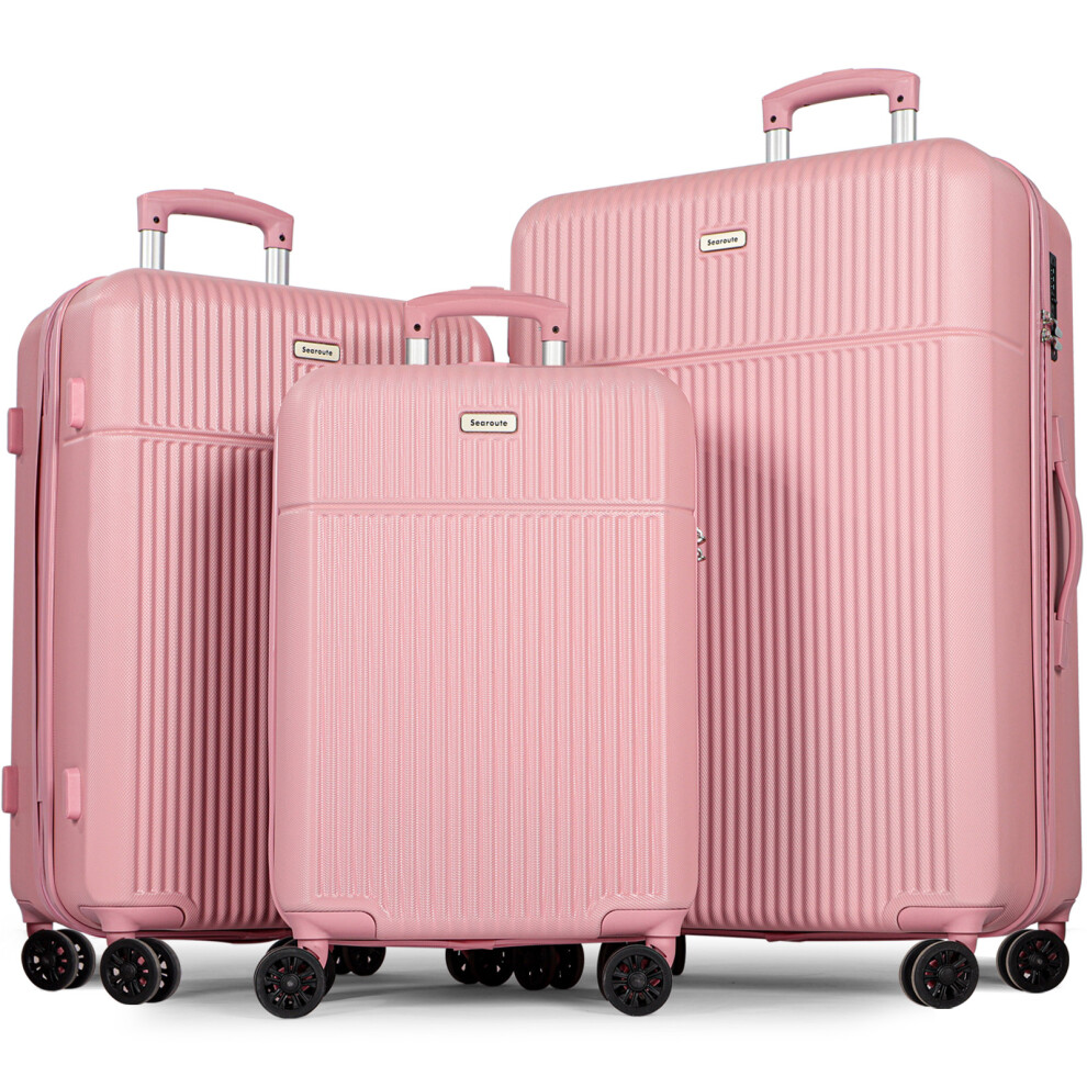 Suitcase Sets 3 Piece ABS Hard Shell Lightweight Durable Trolley Travel Luggage Set with 4 Spinner Wheels and TSA Lock