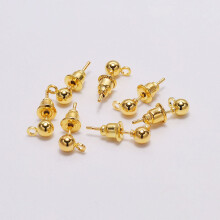 (Gold, 5mm) Stud Earring Basic Pins Stoppers Connector