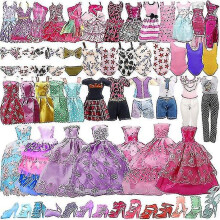35pcs/set Barbie Doll Dresses Shoesjewellery Clothes Accessories Dress Up Game For 30cm Doll