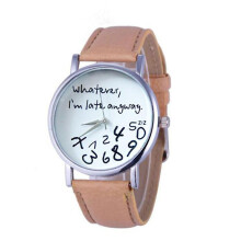 (Beige) Wristwatch Women New Fashion Funny Women Men Analog Quartz Whatever,i''m Late Anyway Wrist Watch Orologio Al Quarzo Da Donna