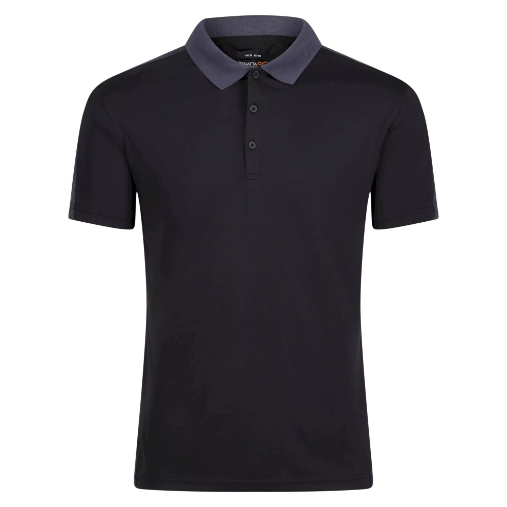 Men's Regatta Contrast Coolweave Pique Polo Shirt - Black - Size: 40/Regular