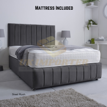 (King (without Drawer), Steel Plush) Reinforced Divan Bed Set 26" Headboard Footboard Mattress Double,3FT,4ft,5ft,6ft
