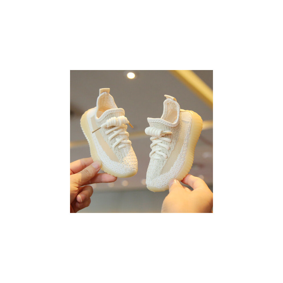 (Beige, UK 7 Infant=EU 24) Kids Trainers Boys Girls Running Children Sports Shoes School Sneakers