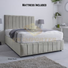 (Super King (without Drawer), Silver Plush) Reinforced Divan Bed Set 26" Headboard Footboard Mattress Double,3FT,4ft,5ft,6ft