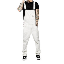 (white, 3xl) Men Slim Fit Denim Jumpsuit Bib Romper Casual Overalls Dungarees