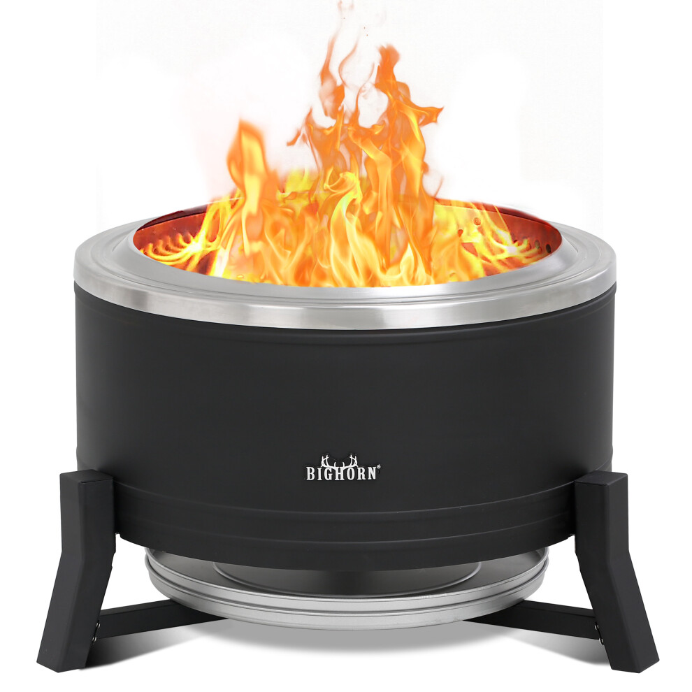 Bighorn Smokeless Fire Pit 2In1 Low Smoke Bonfire, Ideal For Camping