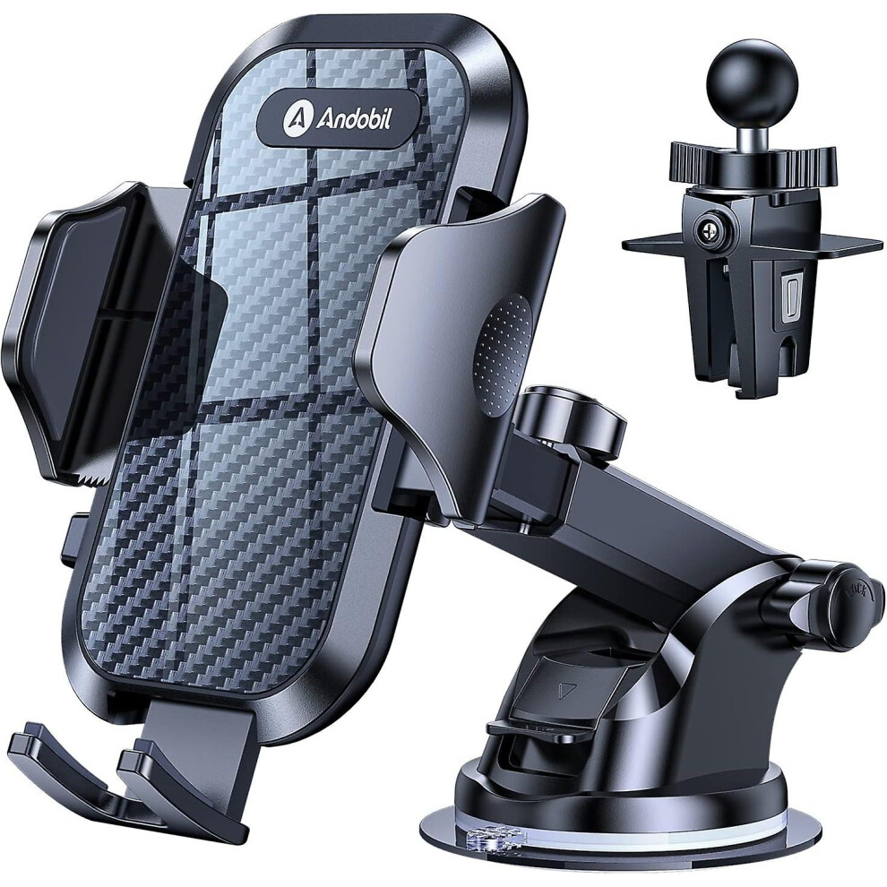 Phone Mount For Car (Bumpy Roads Friendly) Cell Phone Holder Car Universal Hands-Free Phone Holder Compatible With Dashboard-Windshield-Vent Iphone 15 9158807009328