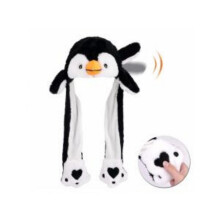 Penguin Hat Ear Moving Jumping Funny Plush Cap Women Girls Christmas Gifts