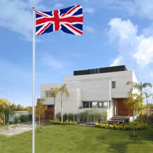 6.1M / 20FT Aluminum Telescopic Flag Pole UK Flagpole Gold Ball Kit Set