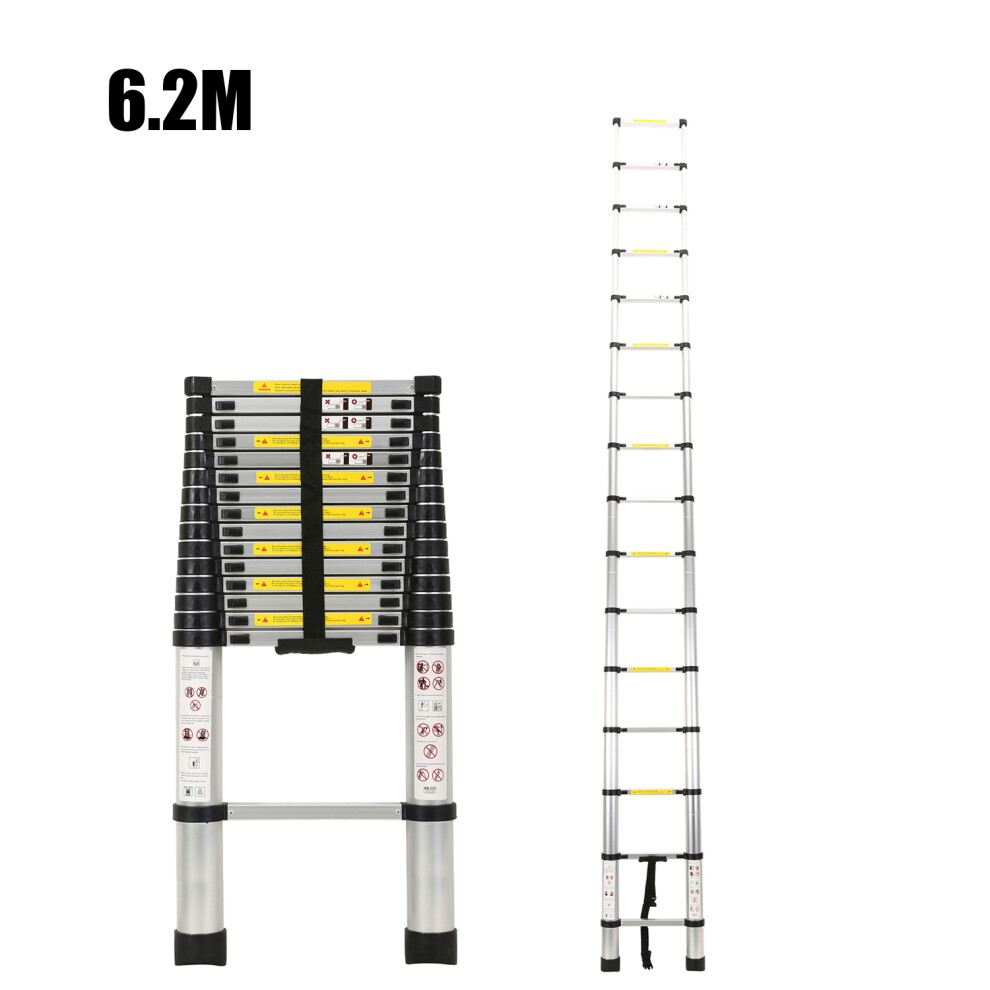 6.2M Multi-Purpose Aluminium Telescopic Extendable Ladder Rubber Feet 969188548134