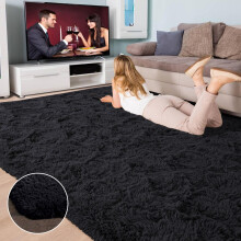 (200cm x 290cm (6ft 8" x 9ft 7")., Black) Non Slip Rug  Area Rug Living Room Bed Room
