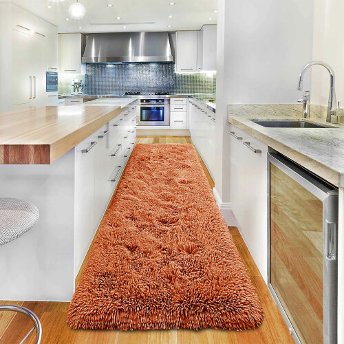 (80 x 300 cm (2 ft 6 in x 10 ft)-Large Runner, Rust Orange) Non Slip Rug  Area Rug Living Room Bed Room