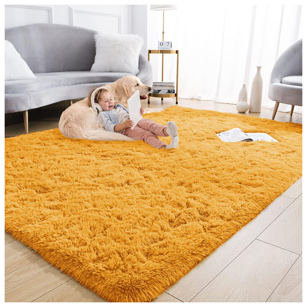 (160cm x 230cm (5ft 4" x 7ft 8")., Yellow/Ocher) Non Slip Rug  Area Rug Living Room Bed Room