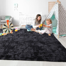 (160cm x 230cm (5ft 4" x 7ft 8")., Black) Non Slip Rug  Area Rug Living Room Bed Room