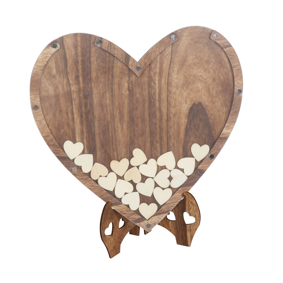 Wooden Wedding Party Guest Book Sign 88pcs Hearts and Storage Box