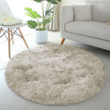 (120cm x 120cm (4ft x 4ft)-Round Rug, Cream) Non Slip Rug  Area Rug Living Room Bed Room