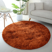 (120cm x 120cm (4ft x 4ft)-Round Rug, Rust Orange) Non Slip Rug Area Rug Living Room Bed Room