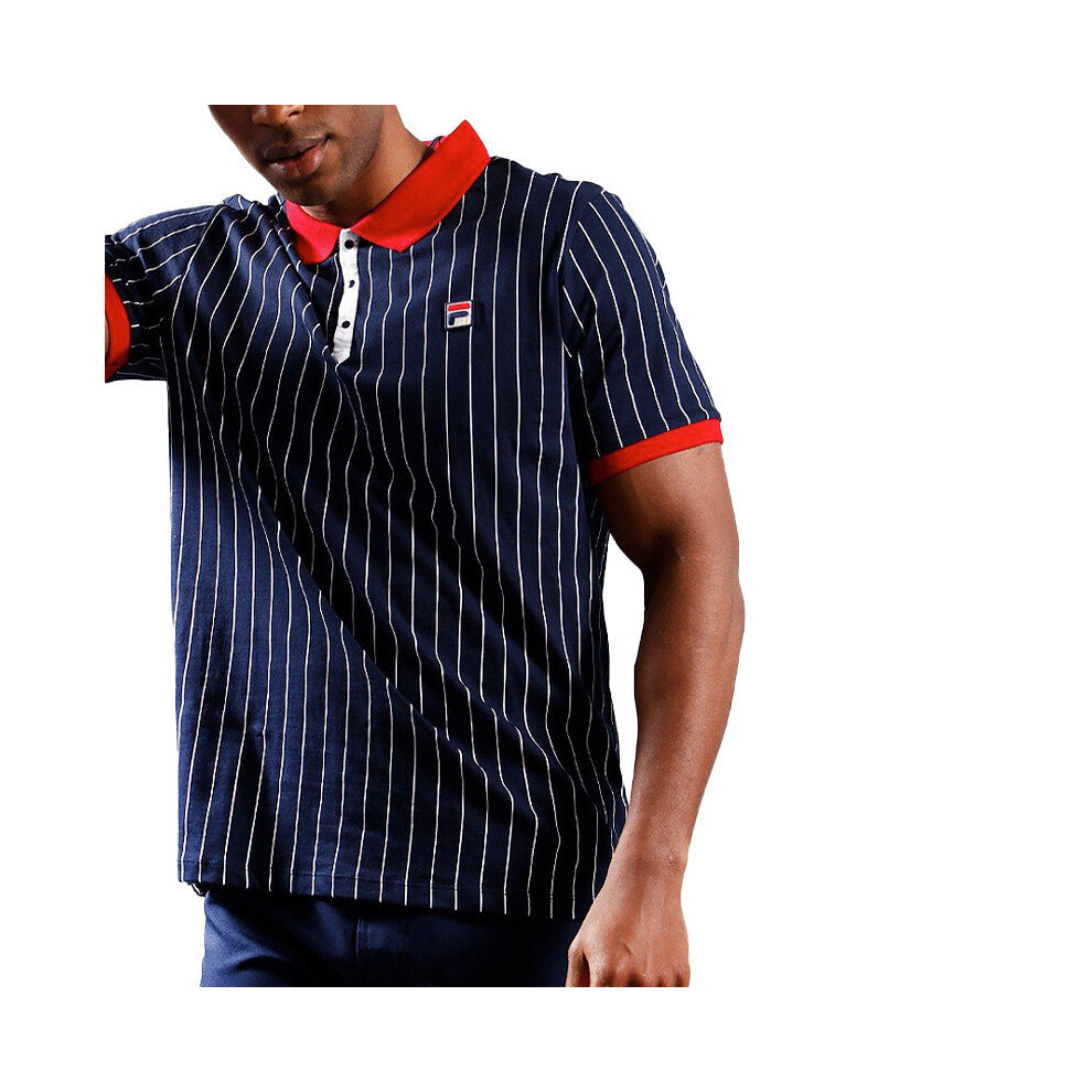 (Navy, S) FILA Mens Polo Shirt Short Sleeve