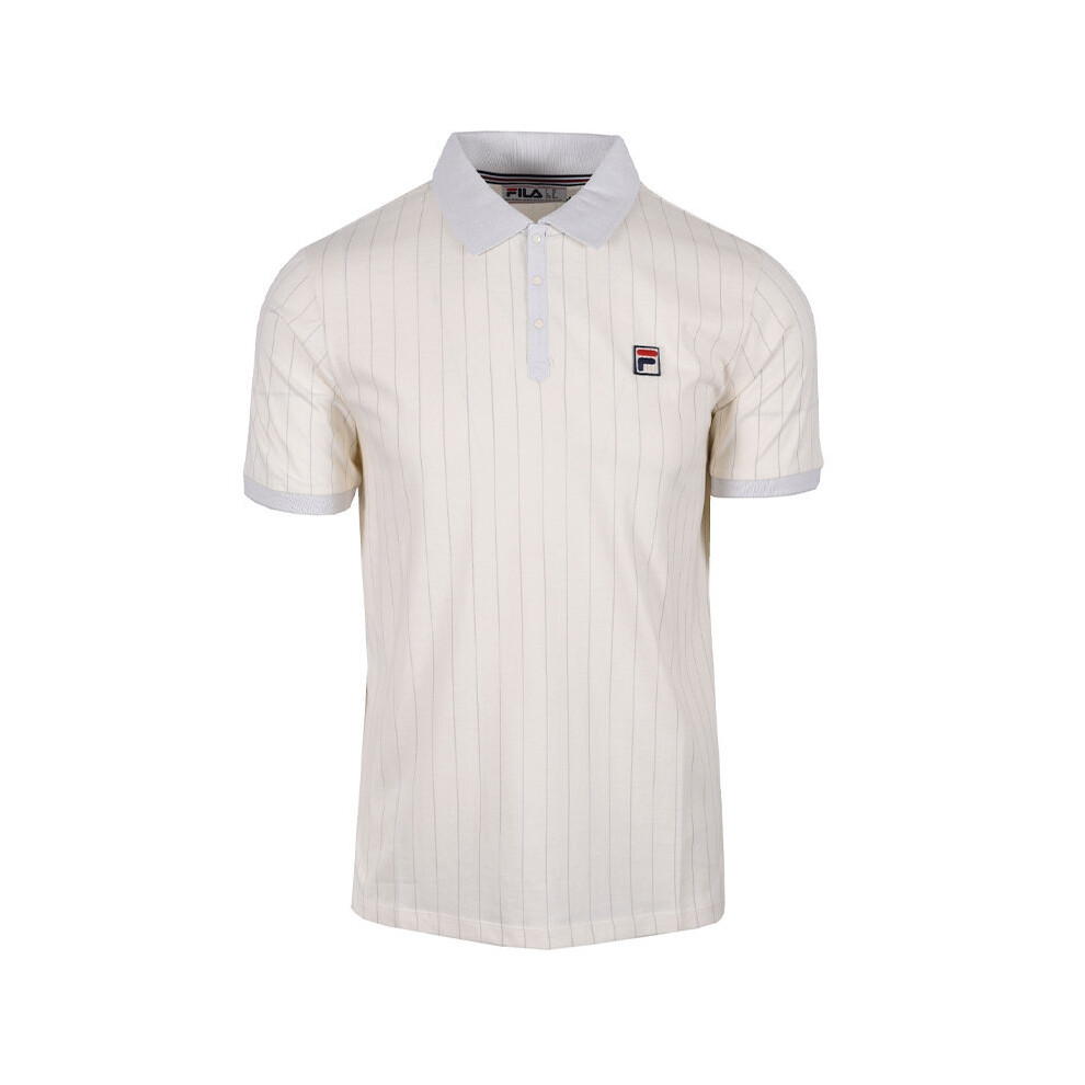 (Cream, XL) FILA Mens Polo Shirt Short Sleeve