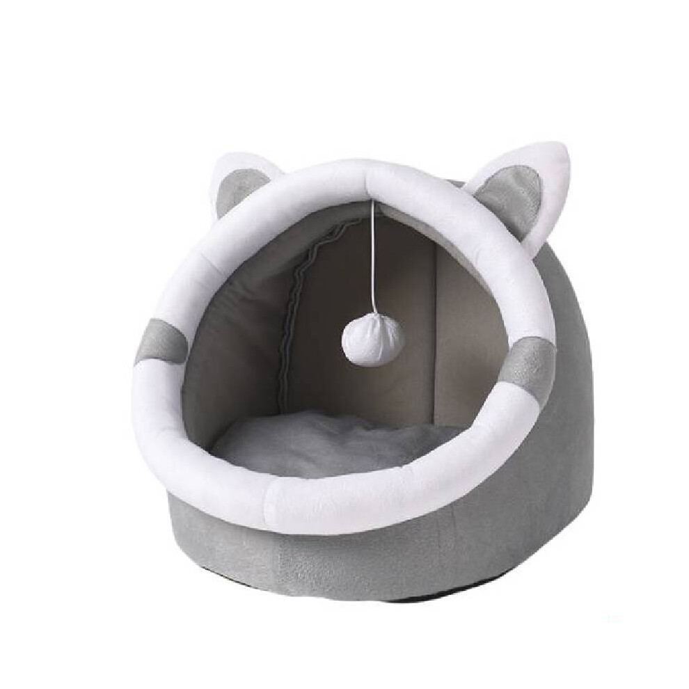 (, M) Pet Supplies Semi Enclosed Dog Cat House Cats Ears Dinosaur Shaped Four Season Grey