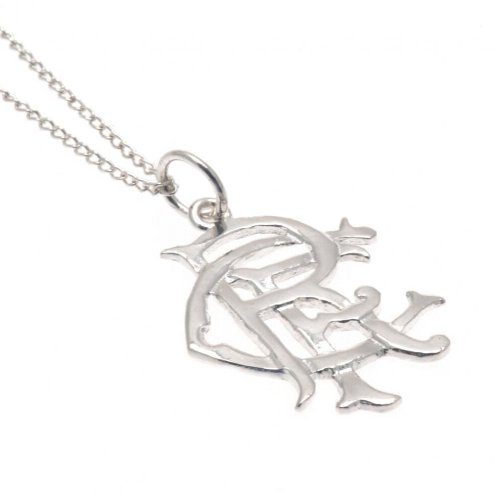 Rangers FC Sterling Silver Small Scroll Crest Pendant & Chain