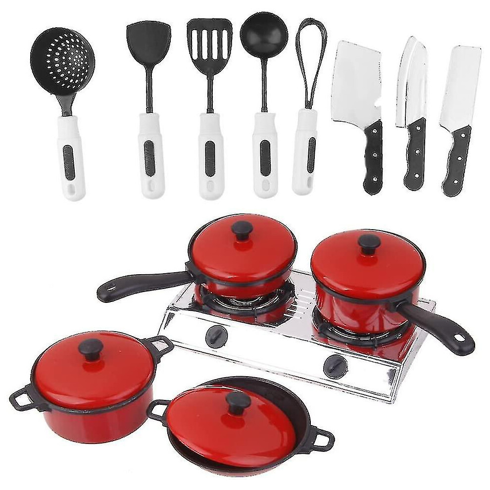 Children's Play House Kitchen Toys Early Education Meals Kitchenware Toys 13 Sets Of Simulation Tableware Red