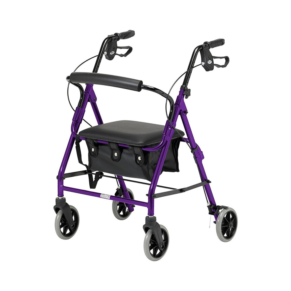 Days Lightweight Folding Four Wheel Rollator, Mobility Walker with Padded Seat, Lockable Brakes and Carry Bag, Limited Mobility Aid