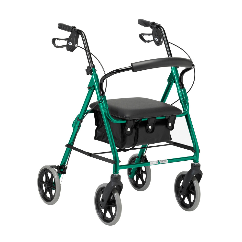 Days Lightweight Folding Four Wheel Rollator, Mobility Walker with Padded Seat, Lockable Brakes and Carry Bag, Limited Mobility Aid, For Elderly