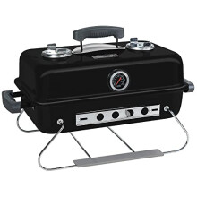 George Foreman Premium On-The-Go Portable Charcoal Barbecue, Two Part Rack, Adjustable Airflow, Portable, Simple Assembly, GFPTBBQ1004B
