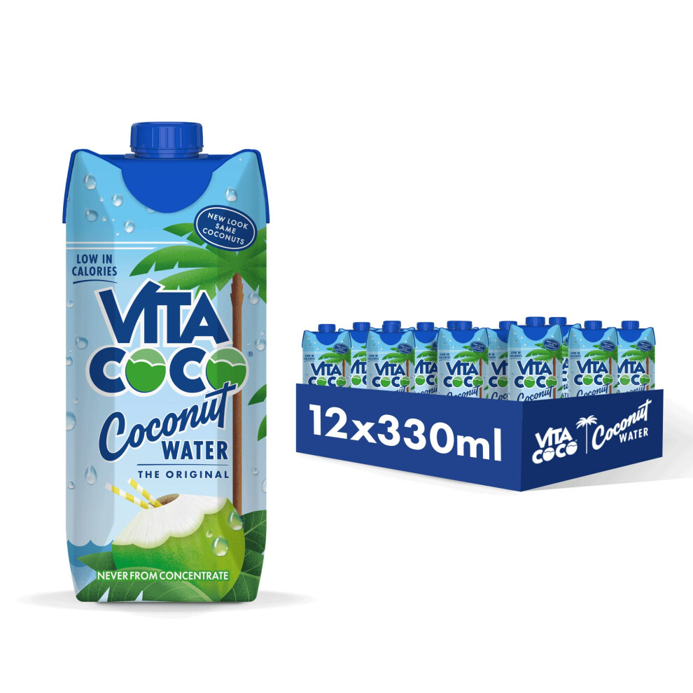 Vita Coco Pure Coconut Water Multipack 12 X 330ml, Naturally Hydrating, Packed With Electrolytes, Gluten Free, Full Of Vitamin C & Potassium