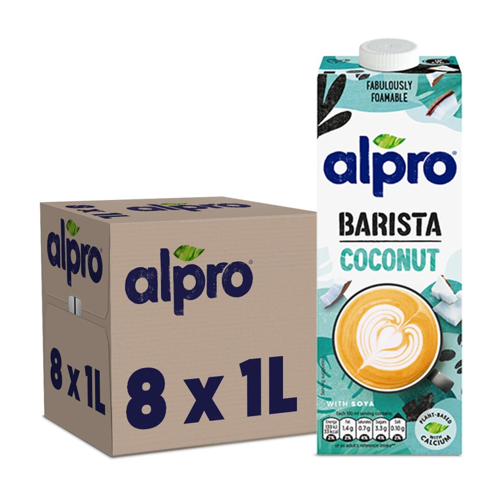 Alpro Barista Foamable Coconut Long Life Drink 1L| 100% Plant-Based| Vegan & Dairy Free | Pack of 8