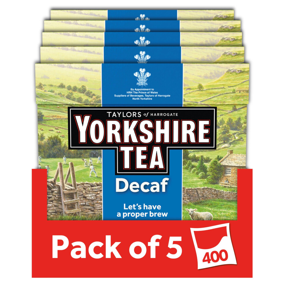 Yorkshire Tea Decaffeinated Tea Bags 80 (Pack of 5, total of 400 bags)