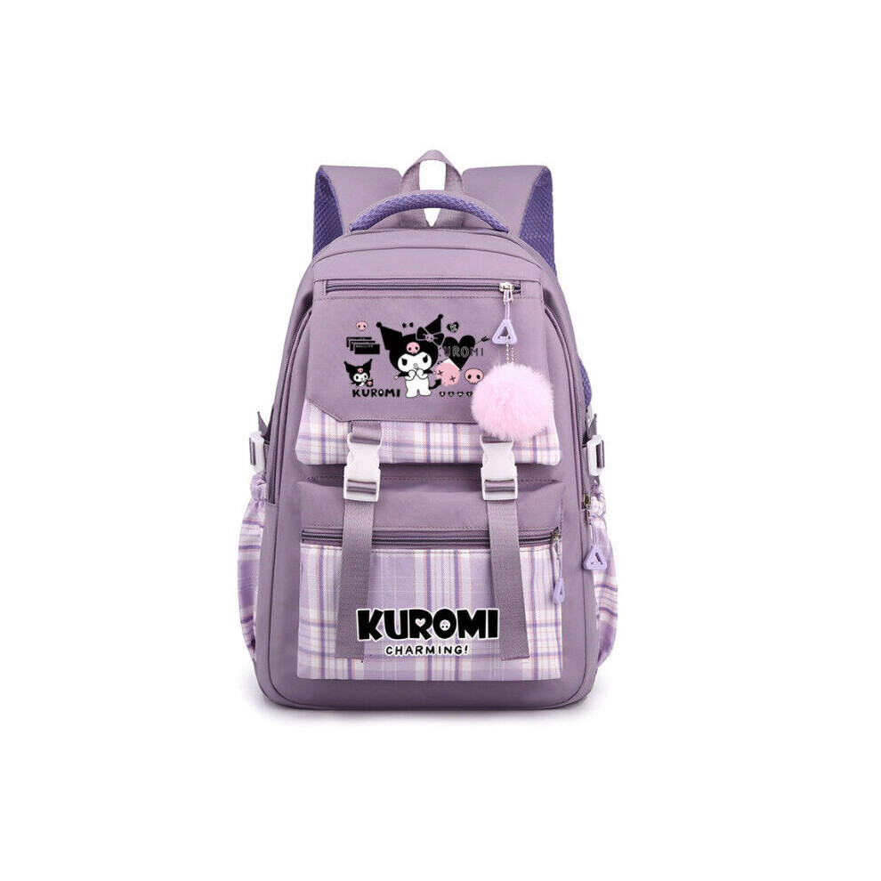 (Purple) New Kuromi Backpack Kids School College Student Laptop Bag Travel Rucksack