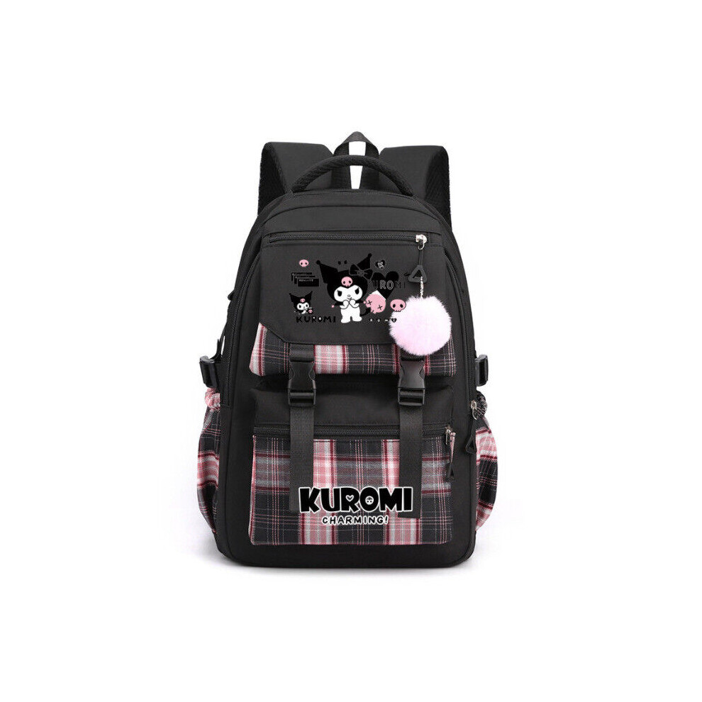 (Black) New Kuromi Backpack Kids School College Student Laptop Bag Travel Rucksack