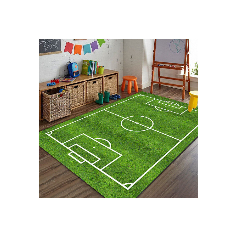 (140*200Cm, ) Football Soccer Pitch Rug Play Floor Carpet Soft Rugby Kids Bedroom Rugs Green Srj Star