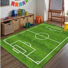 (80*160cm, Green) Green Football Soccer Pitch Rug Play Floor Carpet Soft Rugby Kids Bedroom Rugs