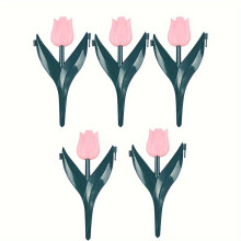 (Pink) 5pcs Plastic Tulip-Shaped Fence Borders, Garden Lawn Accents, Outdoor Patio Decor