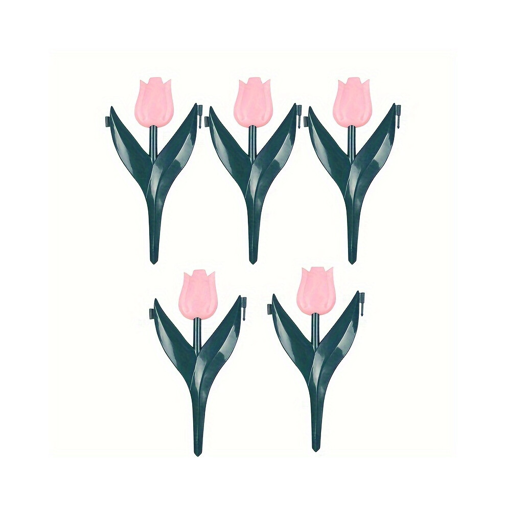 (Pink) 5Pcs Plastic Tulip-Shaped Fence Borders, Garden Lawn Accents, Outdoor Patio Decor 9381372439034