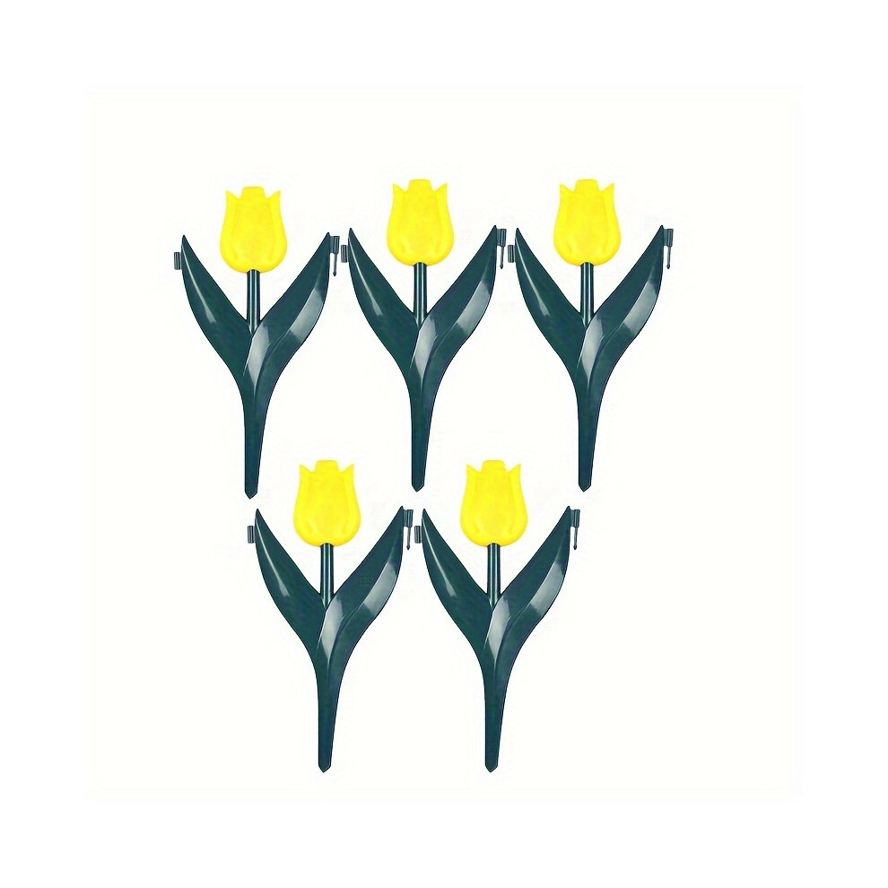 (Yellow) 5Pcs Plastic Tulip-Shaped Fence Borders, Garden Lawn Accents, Outdoor Patio Decor 9381372439058